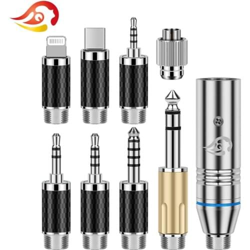QYFANG Titan 8 in 1 Set & 4-Layer Rhodium Plated Copper Self-Locking Plug Audio Jack Balanced Metal Adapter HiFi Cable Connector