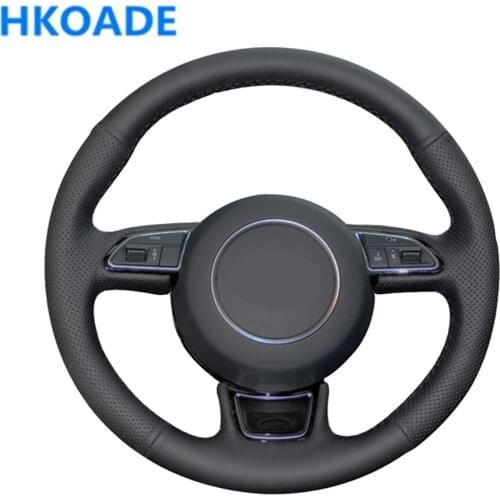 DIY Hand-stitched Black Artificial Leather Steering Wheel Cover For Audi A3 8V Sportback A4 B8 Avant A5 8T A6 C7 A7 G8 A8 A1 8X