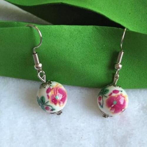 Small new retro national wind ceramic earrings, blue earrings wholesale multicolor optional