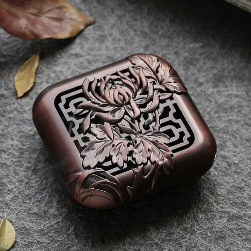 Mini Alloy Incense Box Coil Incense Burner Plum Blossom Bamboo Chrysanthemum 4-Gentlemen Zen Sandalwood Burner Home Decoration