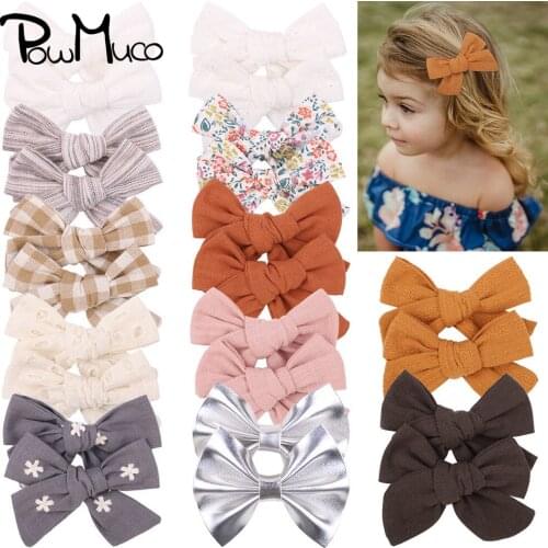 Powmuco 1 PCS Fashion Baby Girls Bangs Hairpins Cute Plaids Print Bowknot Infant Hair Clips Bows Headwear Clothing Decoration