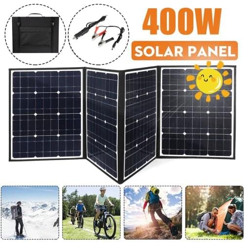 18V 400W Solar Panel Monocrystallinel Solar Cells Folding Package with 1.5m Cables +USB Interface DC Set for Outdoor Working