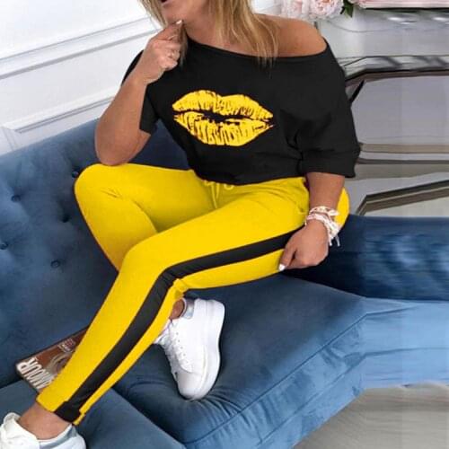 New Fashion Summer Women Tracksuit 2 Piece Set Top +Pants Sportwear Casual Womens Sports Suit Pants Set Female Clothing