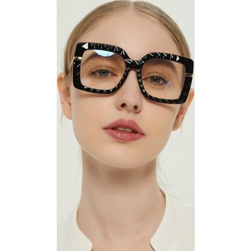 New Oversized Frame Thick Border Square Glasses For Women 2021 Fashion Wave Pattern Glasses Ladies High Definition GoggleEyewear