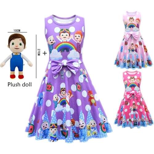 New Girls Fashion Costumes Summer sleeveless A-line Dresses Kids Cartoon Birthday Party Cosplay Clothes Girls Cocomelon Dresses
