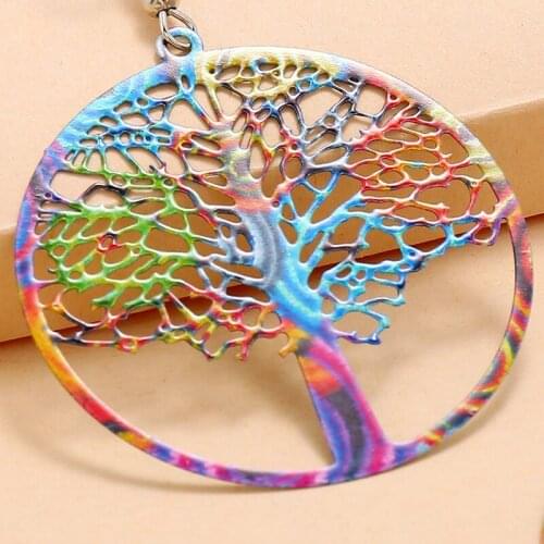 European and American retro ethnic style color hollow tree earrings personality creative exaggerated temperament earrings women