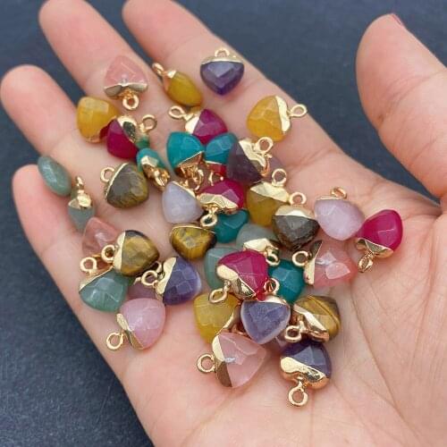 Wholesale Multicolor Heart Shape Pendant Natural Stone for Jewelry Making DIY Handmade Accessories Beaded Decoration Fashion