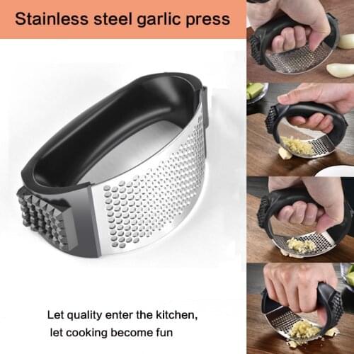 Stainless Steel Ring Garlic Press Household Manual Garlic Press with Box Garlic Grinder Crusher Kitchen Accessories Gadgets