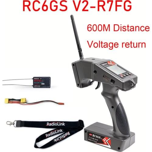 RadioLink RC6GS V2 2.4G 6CH Rc Car Controller Transmitter w/ R7FG Gyro Inside Receiver for RC Car Boat (600m Distance)
