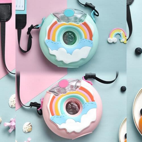 Chic Cartoon Water Bottle For Kid Donut Silicone Kettle With Straw Water Bottle Portable Kettle with Straw Water Bottles