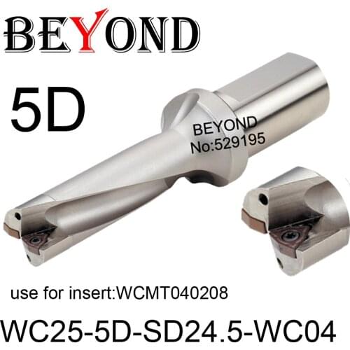 BEYOND WC 5D 24.5mm WC25-5D-SD24.5-WC04 U Drilling Drill Bit use Insert WCMT040208 Indexable Carbide Inserts Lathe CNC Tools