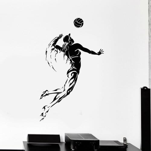 Sport Style Vinyl Wall Decal Volleyball Player Sports Girl Woman Stickers Home Interior Decoration Bedroom A575