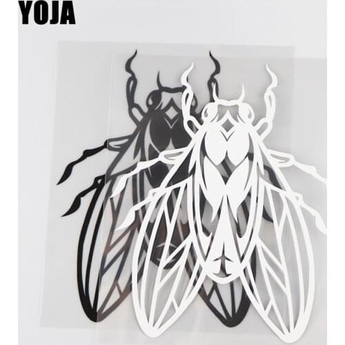YOJA 13.4×16CM Vinyl Pattern Fashion Cicada Cartoon Animals Car Stickers Decal Black/Silve0r 19C-0141