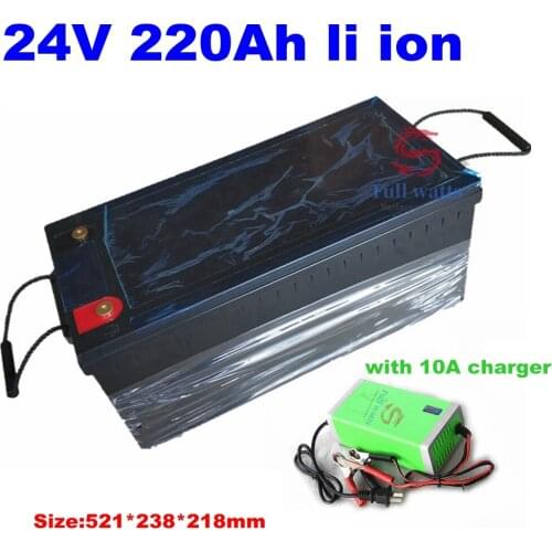 Waterproof 24V 220AH Lithium ion battery BMS 7S li-ion for 2400W EV scooter inverter golf cart UPS Solar energy +20A Charger