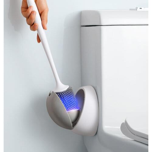 Toilet Brush Storage Box Silicone Cleaning Toilet Brush Wall-Mounted Toilet Brush Cleaning Tool Household Bathroom Accessories