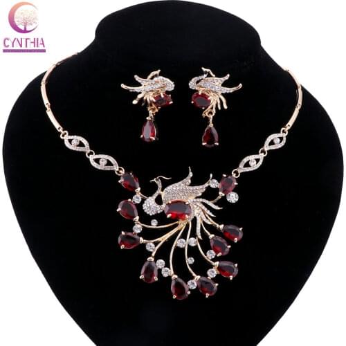 2 colors Women Gold color jewelry sets Trendy necklace with earrings for party wedding Statement necklace boho fashion 2017