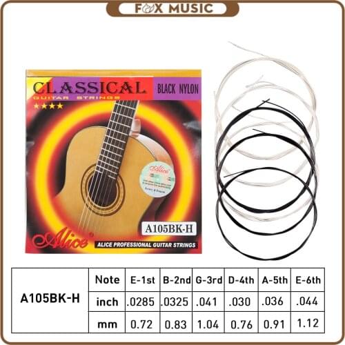 1 SET Alice Series black nylon Classical guitar strings A105BK-H Nylon Core Siver-Plated Copper Alloy Winding