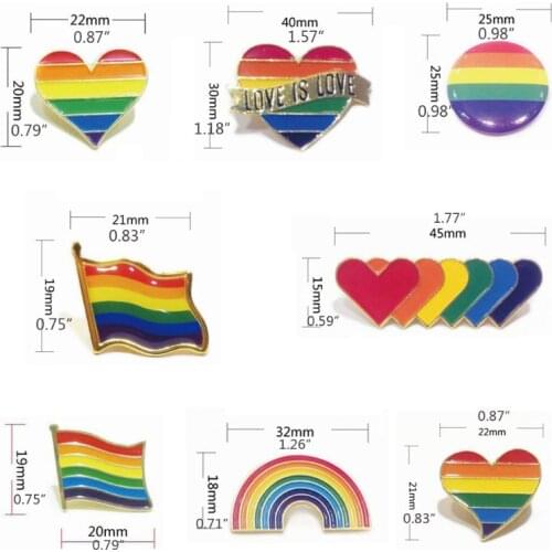 10Pcs Rainbow Love Flag Friendship Brooch Pin Badge Gay & Lesbian Jewelry Gift