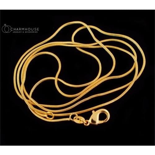 18K Gold Color Snake Chain Necklaces For Man Women 2mm 16-30inch Link Chain Necklacee Fit Pendant Collir Choker Wedding Jewelry