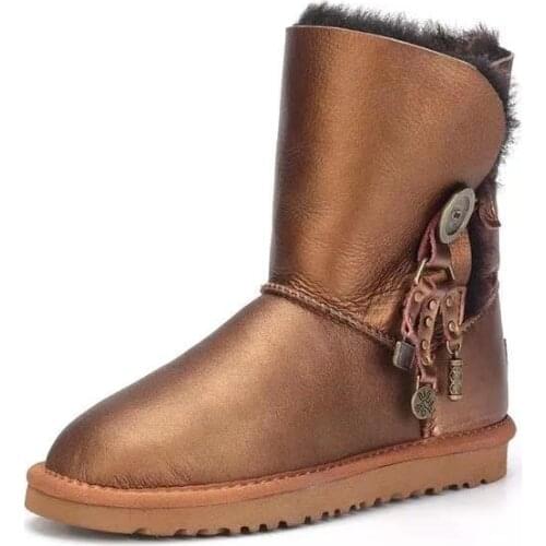 2019 Chinese brand womens shoes, real sheepskin, 100% natural wool, high-quality buckle snow boots, free delivery