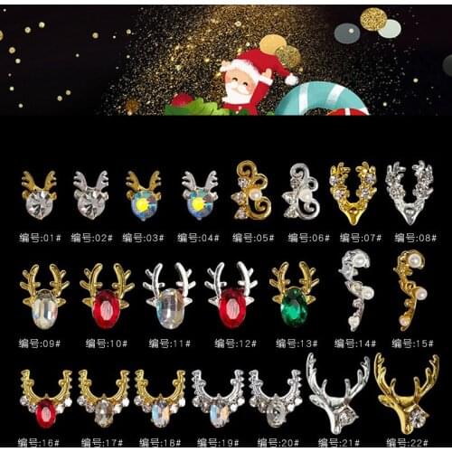 3PC Nail Art Christmas Ornaments Diamond Net Red New Year Moose Nails Zircon Rhinestone Ornaments Nail Decor Luxury Super Shiny