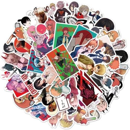 10/50Pcs Cartoon Stickers Chainsaw Man Mobile Phone Notebook Diary Skateboard Book Guitar Suitcase Decoration Sticker