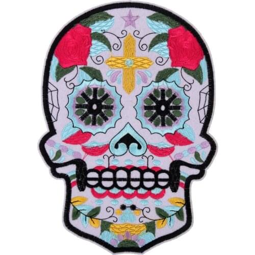 Big Embroidered Skull patches Iron on Transfers For Clothing Carton Patch DIY Jeans Accessories Motif Patchwork Scrapbooking