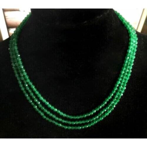 Long 24" 36" 54" 4mm Faceted Green Jade Gemstone Beads Necklace