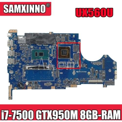 For Asus UX560U UX560UQK UX560UQ UX560UX Q534U Q534UX Q534UQ Laptop mainboard Motherboard i7-7500 CPU GTX950M 8GB-RAM