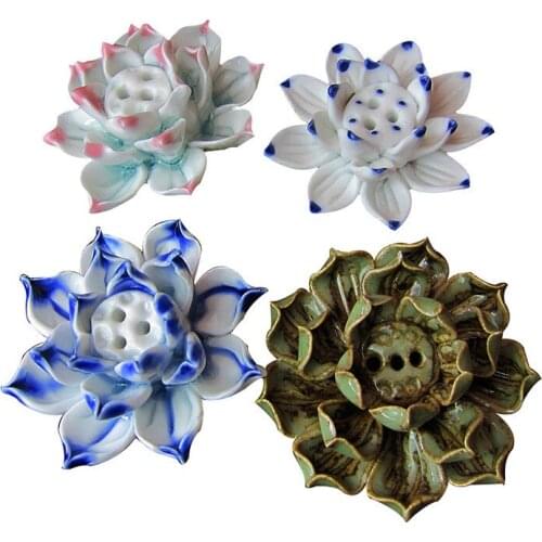 Lotus Incense Burner Holder Ceramic Handicraft Incense Burner Holder for Home XHC88