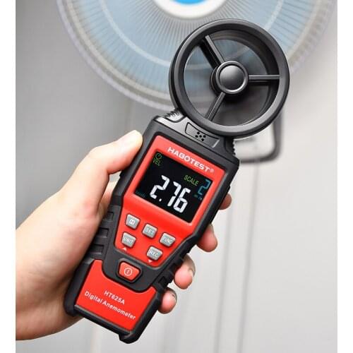 HABOTEST Anemometer Digital Wind Speed Meter HT625A Air Velocity Flow Gauge Meter Data Hold Air Volume Speed Scale MAX MIN AVG