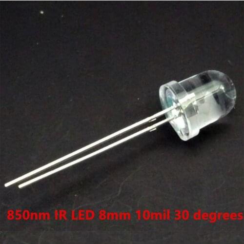 10PCS/LOT 30degrees8mm850nm IR LED Infrared Diode For Surveillance Accessory Security camera 10mil chip