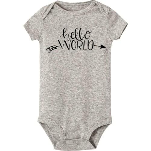 Hello world letter print Newborn baby clothes short Sleeve Baby Rompers Soft Infant Clothing toddler baby jumpsuits 0-24M
