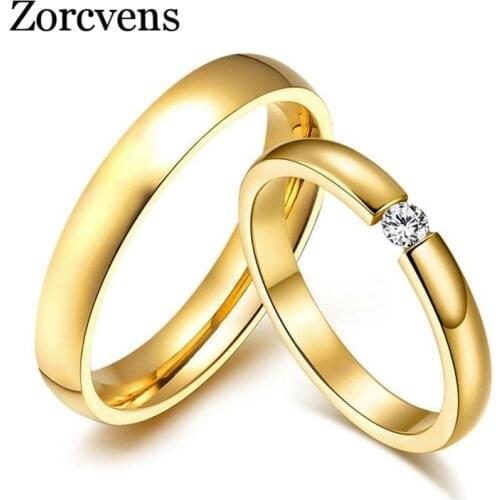 Modyle Simple Gold Color Stainless Steel Engagement Rings for Women Men Elegant Thin Wedding Band Anniversary Gift