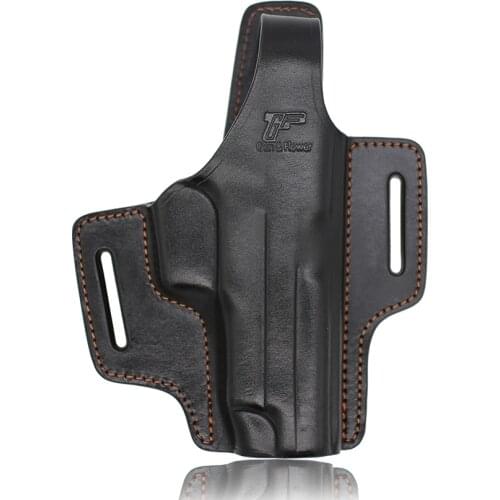 Gunflower 2 Slot Thumb release Italy Full Grain Leather Open Muzzle Gun Pouch for Glock 17/22/31