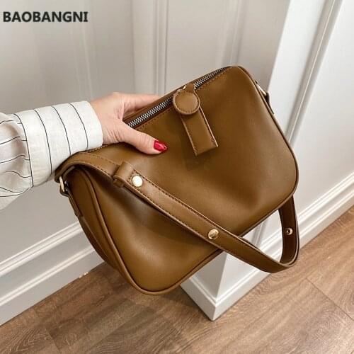 Small Soft PU Leather Crossbody Bags for Women Winter Simple Shoulder Bag Luxury Trending Branded Handbags and Purses