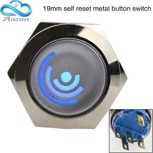 19MM metal button switch self-reset button switch red and green yellow blue white power switch