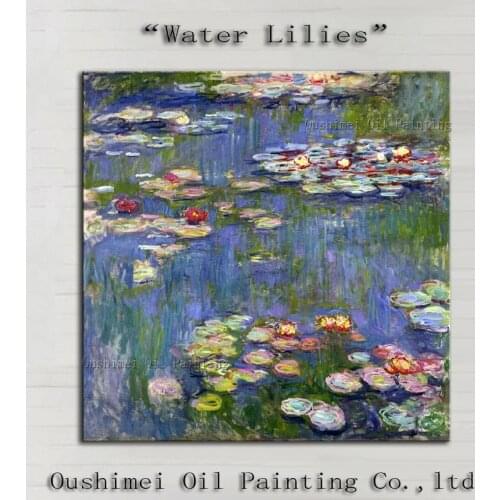 Monet Imitation Painting Handmade Lotus Landscape Oil Painting on Canvas for Living Room Reproduction Picture Famous Painting