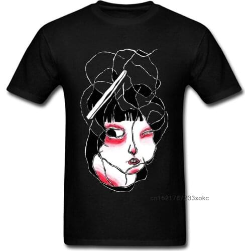 Wire Strange Things Design Men Black T-shirt Weird Woman Portrait Unique Summer Short Sleeve Round Collar T Shirts