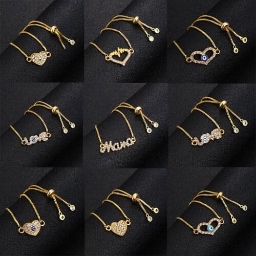 New variety of fashion "mama" charm love heart-shaped bracelet ladies LOVE letters evil spirits adjustable bracelet jewelry gift