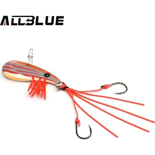 ALLBLUE Crazy Shrimp 7g 14g Metal VIB Sinking Blade Spoon Fishing Lure Bass Artificial Bait With Jig Assist Hook Rubber Skirt