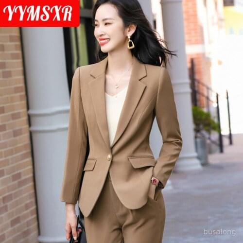 Plus Size Professional Womens Trousers Two-piece Suit 2021 New Winter High-quality Elegant Casual Ladies Jacket Trousers
