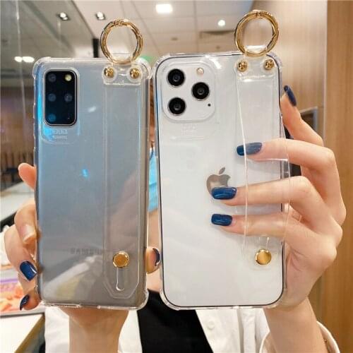 Shockproof Clear Wrist Strap Holder Case for Samsung S21 Ultra S20 FE S10 5G Note 10 Lite A42 5G A12 A21S 01 11 21 31 41 M31S 51