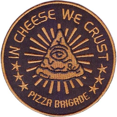Back rubber patch Designs PIZZA ROCK BAND CHEESE crust Embroidered Patch Iron Sew Logo Hardcore Emblem Custom