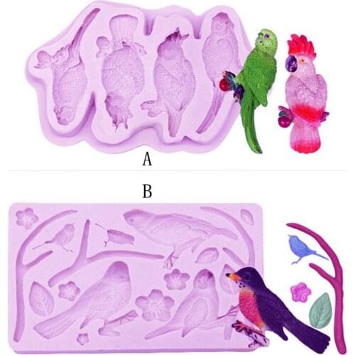 Parrot Branch Flower Fondant Cake Silicone Mold DIY Surround Chocolate Cake Decoration Tools Kitchen Baking Accessories