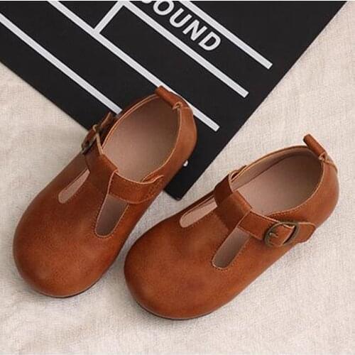 Girls T-shaped Princess Shoes Baby Genuine Leather Shoes 2021 Children Anti-slip Casual Flat Shoes