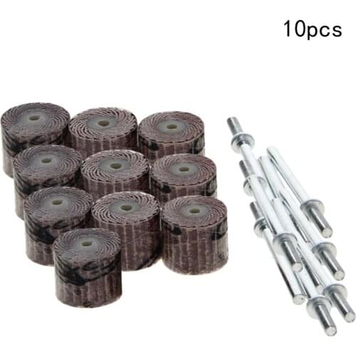 Utoolmart 3-10pcs 120Grit Sandpaper Grinding Head with Mandrel Aluminum Oxide Mounted Flap Wheels Abrasive Flap Sanding Wheel