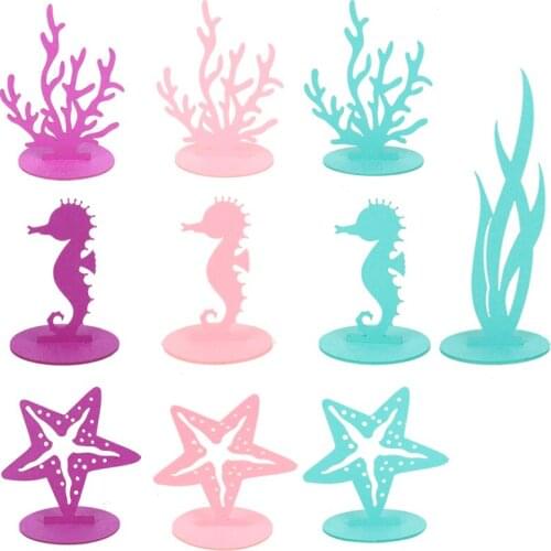 2set Little Mermaid party decoration DIY Felt Table Centerpiece craft starfish sea horse ornament home decor baby shower girl