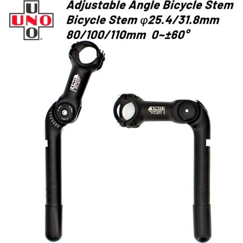 UNO Adjustable Angle Bicycle 0-60 Degree Handlebar Stem 25.4mm Riser Aluminum Alloy Front Fork Stem Adapter 180mm MTB Bike Stem