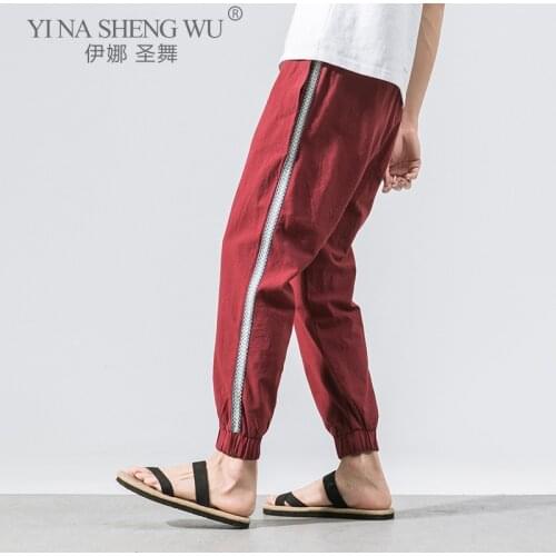 Japanese Traditional Clothes Casual Kimono Men Pants Loose Harajuku Trousers Asian Yukata Style Embroidered Harem Costumes Japan